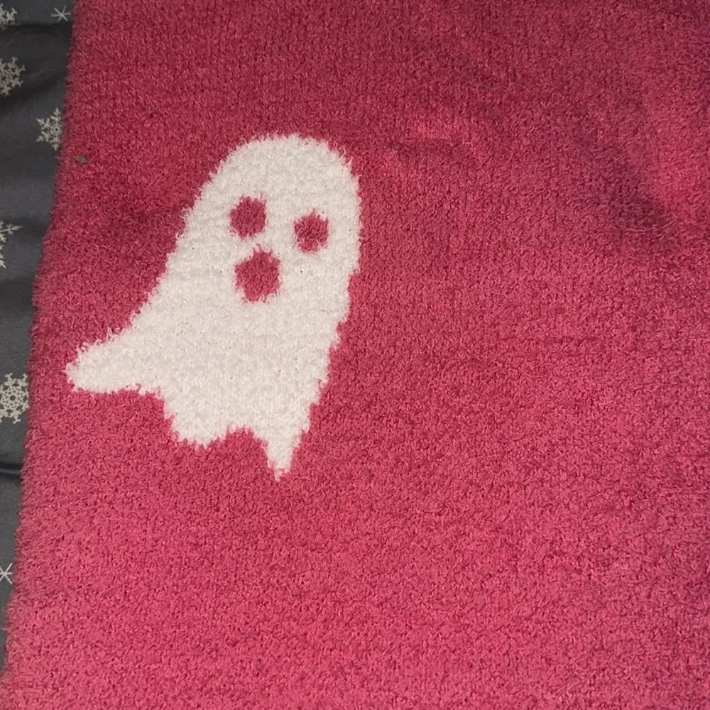 Cupcakes and cashmere Halloween pink ghost reversible blanket
